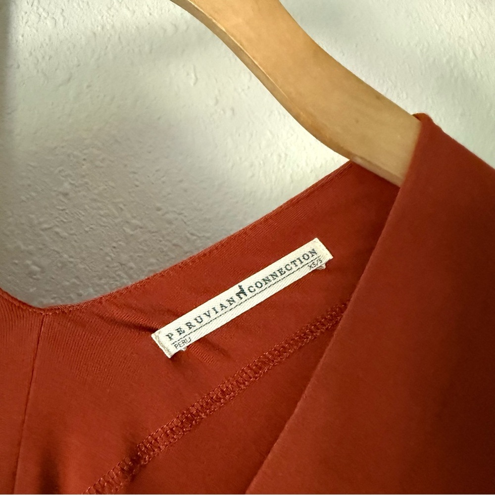 Peruvian Connection Rust Orange Draped V Neck Dol… - image 8